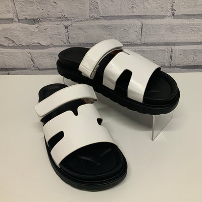Slip On Sandal with Adjustable Velcro Strap - White