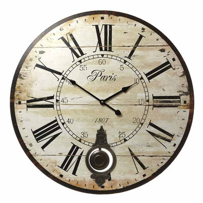 Paris Vintage Cream Pendulum Wall Clock