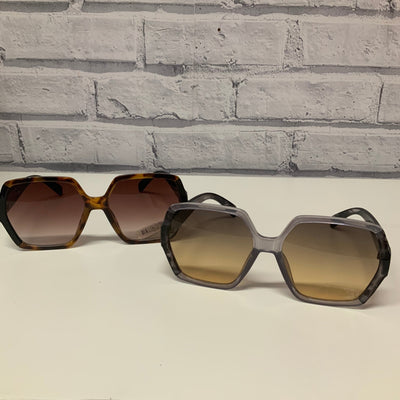 Sunglasses - Hexagonal In Tortoiseshell or Grey