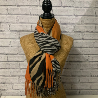 Scarf - Soft Feel Orange Zebra Print