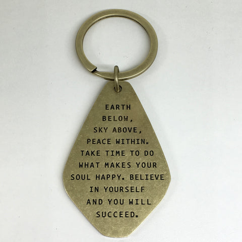 Keyring - Antiqued Effect Brass Believe In Yourself Quote