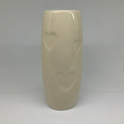 Retreat - Ivory Ceramic Heart Debossed Heart Vase