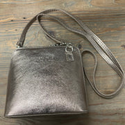Leather Crossbody Handbag - Rose Gold Shimmer