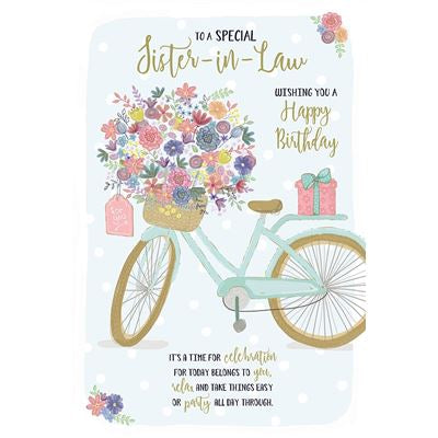 Sister In Law Bicycle Birthday Card