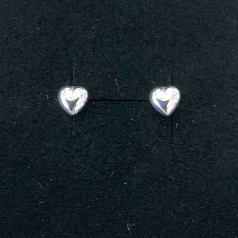 Sterling Silver Puff Heart Earrings