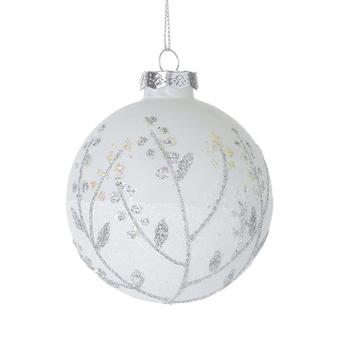 Bauble - Opaque Glass with Silver Decor