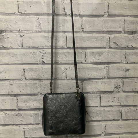 Leather Crossbody Handbag - Gunmetal Shimmer