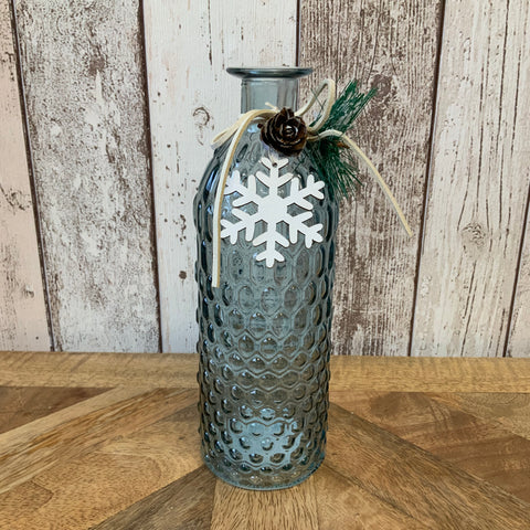 Tall Glass Jar with Snowflake