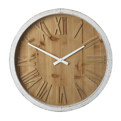 Wooden Wall Clock with White Edge