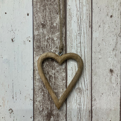 Small Wooden Open Hanging Heart 16cm