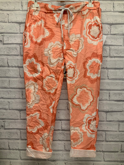 Magic Trousers - Peach Flower Print