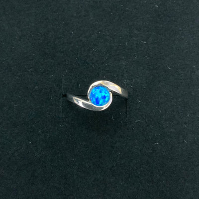 Sterling Silver Blue Opal Swirl Ring