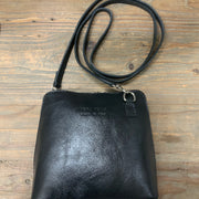 Leather Crossbody Handbag - Black Shimmer