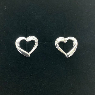 Sterling Silver Open Heart Stud Earrings