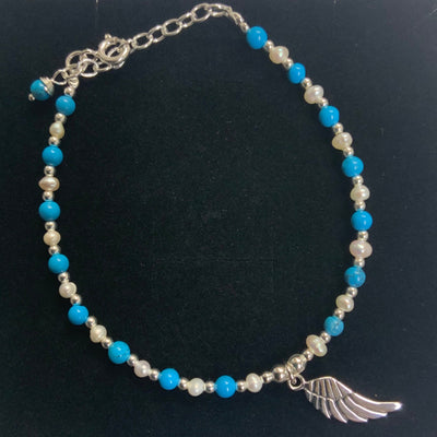 Sterling Silver Turquoise Angel Wing Bracelet