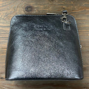 Leather Crossbody Handbag - Gunmetal Shimmer