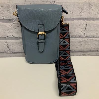 Phone Crossbody Bag with Colourful Strap - Denim Blue