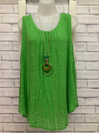 Vest Top with Necklace - Lime