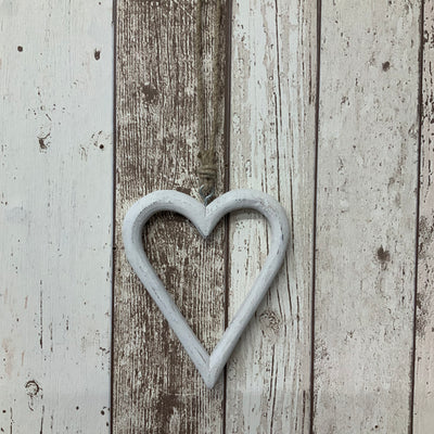 Small White Open Hanging Heart 16cm