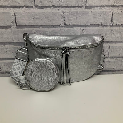 Half Round Chest Bag with Purse & Colourful Strap - Silver