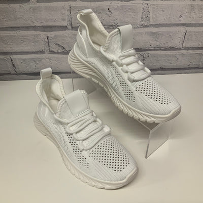 Mesh Lace Up Chunky Sole Trainers - White