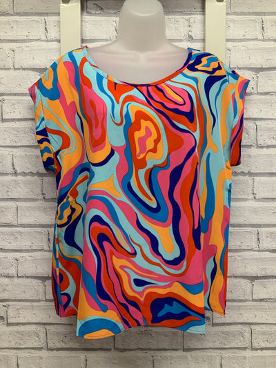 Short Sleeve Top - Bright Swirl Multi Print