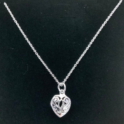Sterling Silver Filigree Heart Necklace