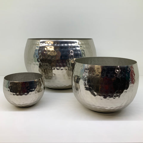 Retreat - Hammered Nickel Planters in 3 Sizes