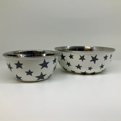 Retreat - White Bowls with Grey Stars in 2 Sizes