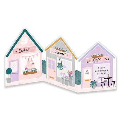 Fold Out Village Birthday Card