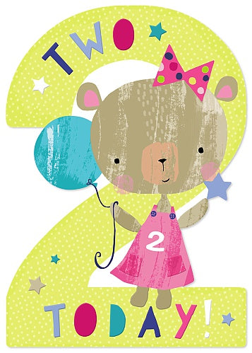 2nd Birthday Girl Teddy Card