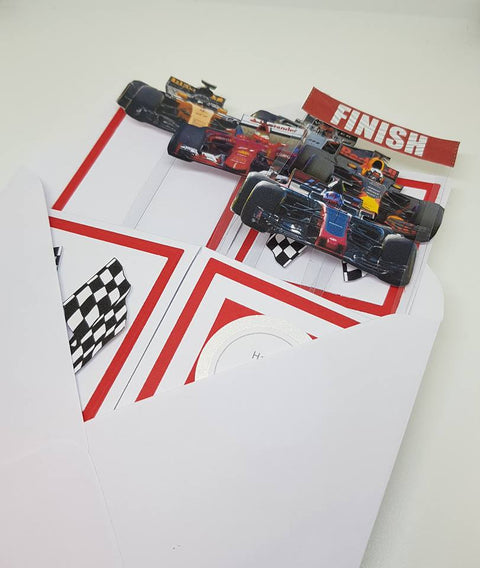 Handcrafted Pop-Up Box Style Formula 1 Card