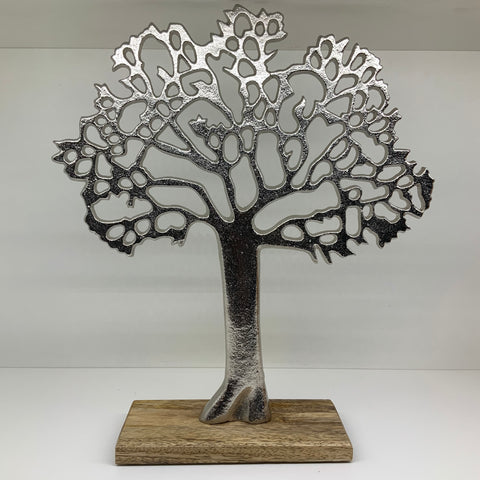 Silver Tree on a Wooden Base