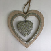 Hanging Decoration - Wood & Gold Cut Out Star or Heart
