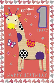 1st Birthday Giraffe Card