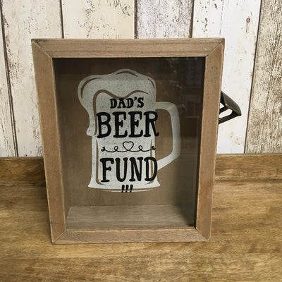 Wooden Dad’s Beer Fund Box with Bottle Opener