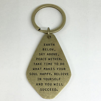 Keyring - Antiqued Effect Brass Believe In Yourself Quote