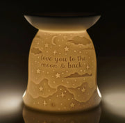 Porcelain T-Light Wax Melt Burner - Love You To The Moon & Back