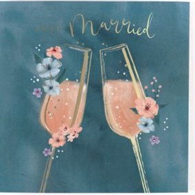 Just Married Champagne Flutes Card