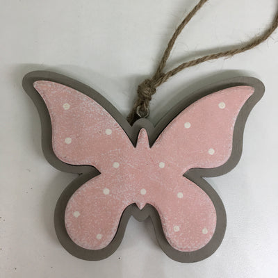 Hanging Decoration - Wooden Pastel Polka Dot Butterfly