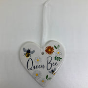 Hanging Decoration - Choice of 3 Busy Bee Ceramic Hearts