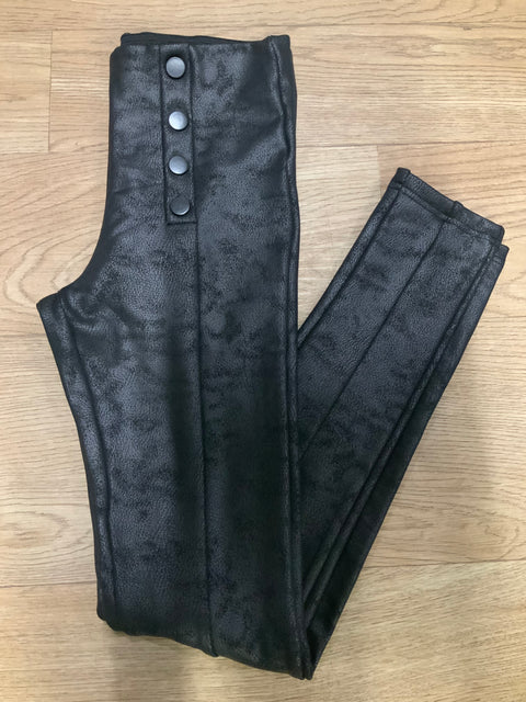 Black Stretchy Leggings with Button Detail