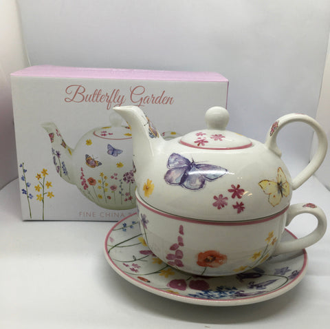 Butterfly Garden - Fine China Tea For One