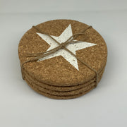 Retreat - Set of 4 Cork Coasters with White Star