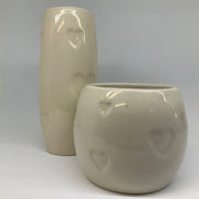 Retreat - Ivory Ceramic Debossed Heart Pot