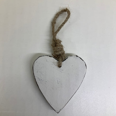 Hanging Decoration - White Wooden Heart