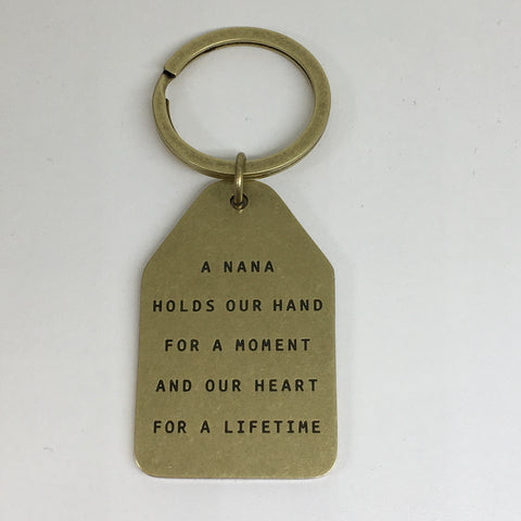 Keyring - Antiqued Effect Brass Nana Quote