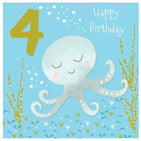 Octopus 4th Birthday Card