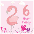 Flamingo 6th Birthday Card