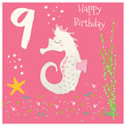 Seahorse 9th Birthday Card